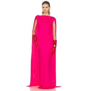 nwot Helsa The Alva Caped Jersey maxi Dress pink